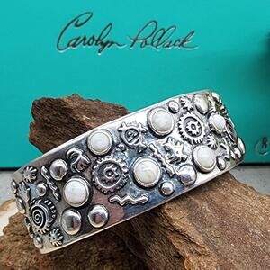 Carolyn Pollack 925 Sterling Petroglyph White Buffalo Turquoise 7" Cuff Bracelet